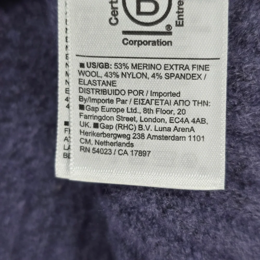 Athleta Purple Ribbed V-Neck Cardigan‎ Button Front Knit Women Small Merino Wool